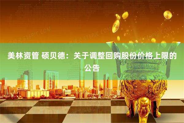 美林资管 硕贝德：关于调整回购股份价格上限的公告